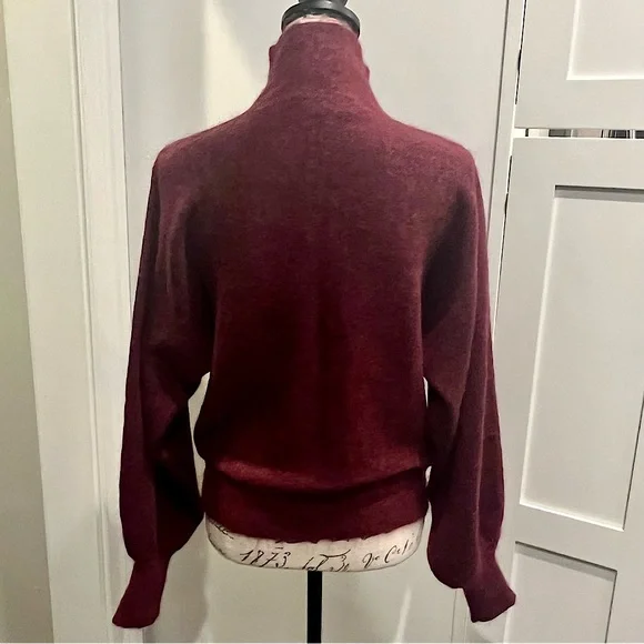 7 For All Mankind Mohair Wool Blend Balloon Sleeve Mock Neck Pullover Sw… - Picture 14 of 16